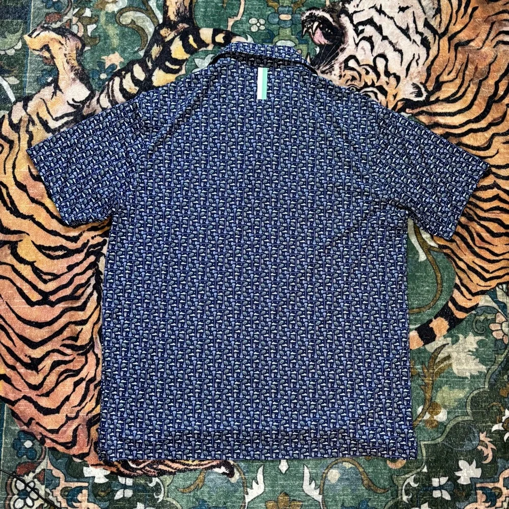 Rhoback lacrosse Performance Golf Polo Shirt Wicking Stretch Blue Print XL - Picture 2 of 5